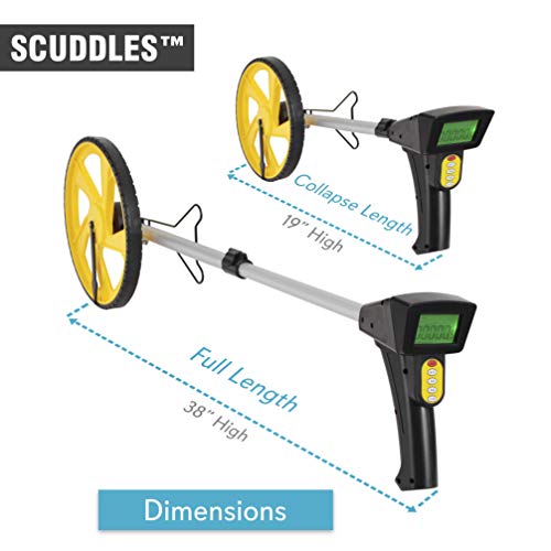 Scuddles Measuring Wheel Digital Display 12-Inch Can Measure Up To 10,000 Feet - Wheel Measure Perfect Surveying Tool For Distance Measurement - Rolling Precision Measuring Wheels (Telescoping)