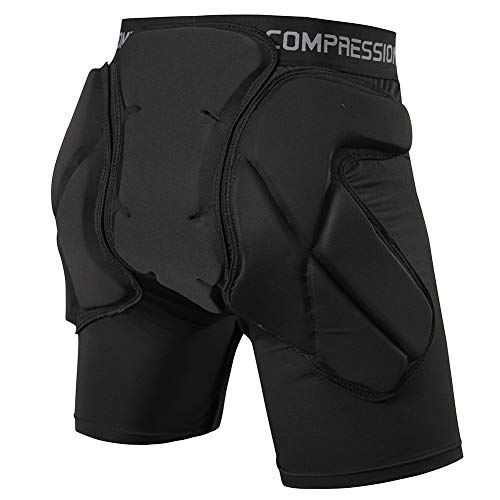 Shinestone Short de Protection rembourré détachable pour Hanches, fessiers et Coccyx, Convient pour Le Ski, Le Skate et Le Snowboard et Autres Sports, Noir, Large Cover