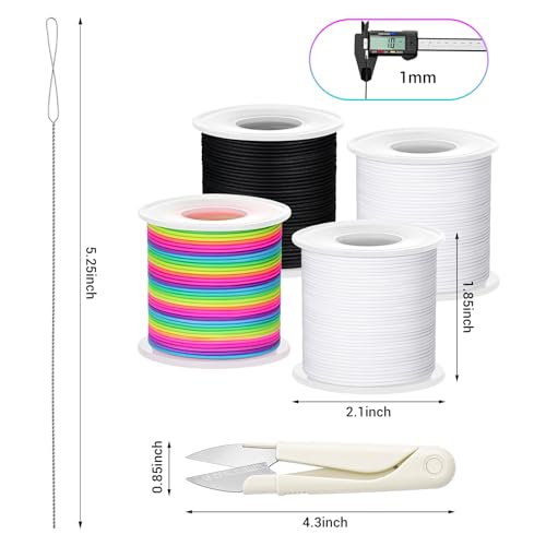 image for Inggix Stretchy Bracelet String Kit with Scissors & Beading Needle, 4 