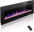 ZAFRO Electric Fireplace 50-inch Ultra-Thin Recessed/Wall Mounted, 750/1500W Heater, Remote Control & Timer, Adjustable Flame Colors & Speed (12 Colors, 5 Speeds), Low Noise