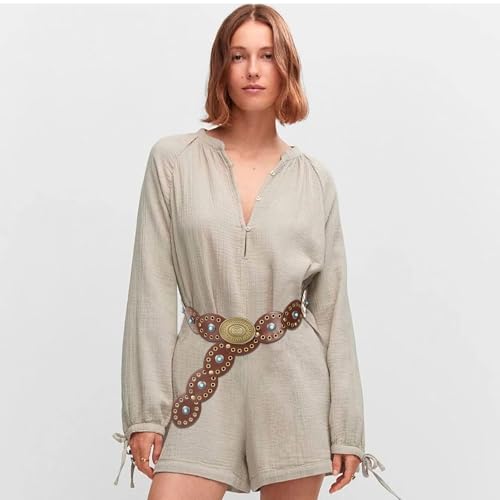 Women Wide-Disc Western-Belts Boho-Concho-Belt Cowgirl Cowboy Chunky Belts for Jeans Pants2