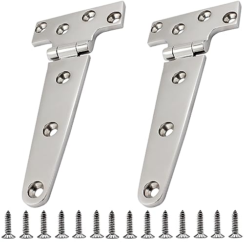 Laorde 316 Stainless Steel T Hinges Marine Grade 6'' x 3" Heavy Duty Boat Hatch Hinge (150 mm X 72 mm) 2 Pack Casting Cabinet Hardware Door Hinge with Screws