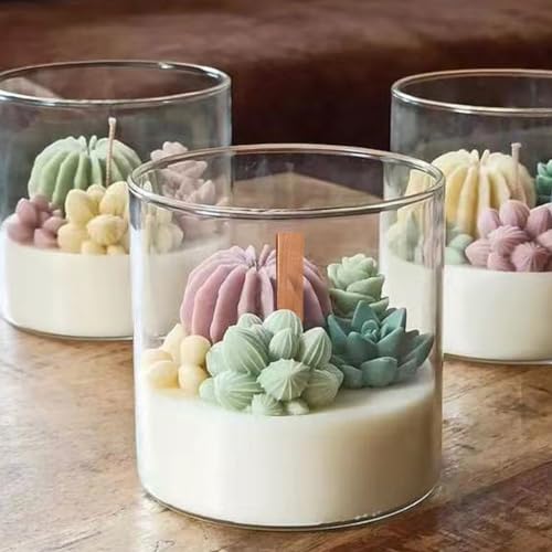Ziosxin 25oz Glass Jar with Bamboo Lid Transparent Candle Jar for Candle Making DIY, Empty Glass Jar (comes with two sets of cherry wood wicks)