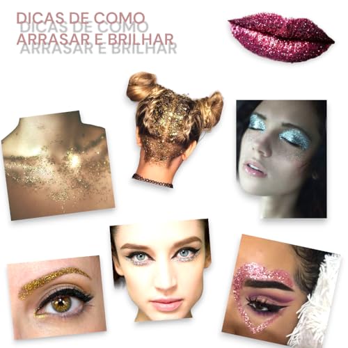 Kit Carnaval Purpurina Glitter Cílios Postiços Maquiagem