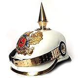 AnNafi White German Pickelhaube Spike Helmet | Leather Pickelhaube Imperial Prussian Helmet | Brass...