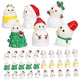 Choix de cadeau parfait : avec de jolis ornements de bonhomme de neige et des décorations de père noël, ensemble de miniatures de noël constitue un cadeau attentionné, répandant la des et des à vos proches, mini bonhomme de neige en résine, mini figurines de noël