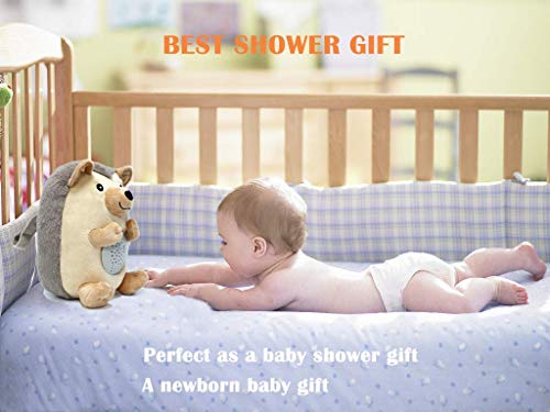 BEREST Baby Sleep Soother Hedgehod, Lullabies & Shusher White Noise Machine Sound Soother, Nursery Decor Night Light Projector, Toddler Crib Sleep Aid, Baby Shower Gifts Portable Hedgehod Toy
