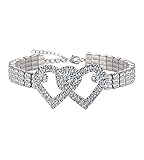 MIFYNN Heart Ankle Bracelets for Women Girls Rhinestone Tennis Chain Love Heart Ankle Silver Foot Ch