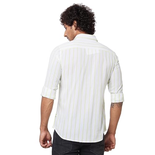 Image of Spykar Men's Regular Fit N /A Full Sleeve Striped Casual Shirts