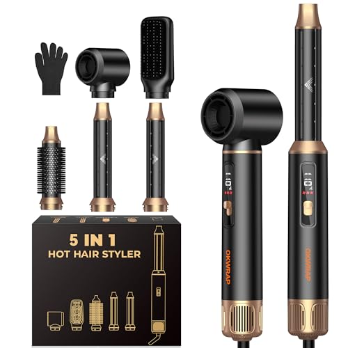Hairstyler 5 in 1 LCD Asciugacapelli 5 in 1 Airstyler 5 in 1Multifunzione Phon Capelli,Spazzola Asciugacapelli Per Dare Volume Ai Capelli, Lisciare, Ioni Air Curler Brush,Strumenti per Capelli