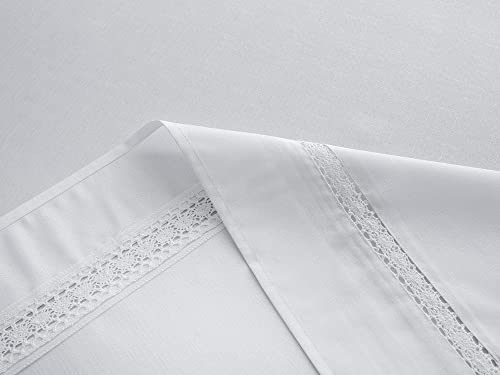 Ehousehome Heavy Duty Fabric Tablecloth With White Lace-Waterproof/Wrinkle Free/Stain Resistant/Oil Proof-For Dining,Indoor&Outdoor,Wedding,Holiday,White,Square 70X70Inch #TOP5