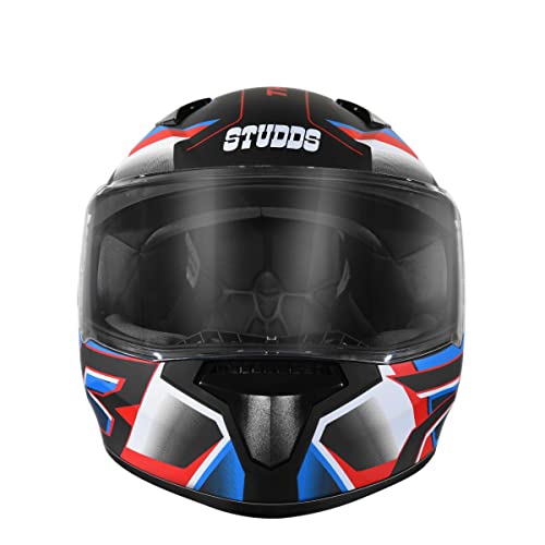 Image of Studds Thunder D6 Full Face Helmet with Clear Visor (Matt Black White N1, L)