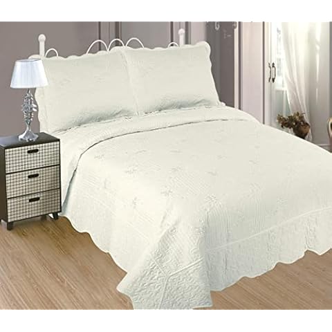 Colcha de Cama de Cosida y Bordada con Fundas de Almohada Cover