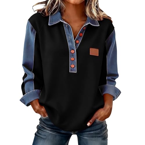 Jersey vaquero Nidddiv con cuello en V para evitar el frío con estilo informal