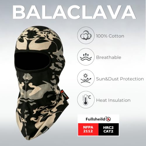 Image of FR Balaclava Face Mask Flame Resistant Balaclava FR Mask for Men Arc Rated NFPA2112 CAT2 Cover Hood for Welding