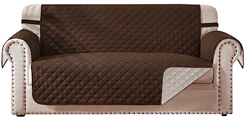 Housse de causeuse réversible chocolat et beige lavable de 137 cm - 2