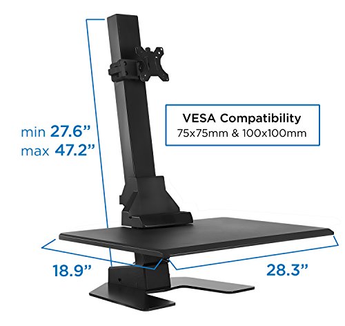 Mount-It! Electric Standing Desk Converter, Motorized Tabletop Sit Stand Desk With Monitor Mount, Freestanding 28" Wide Platform #TOP7