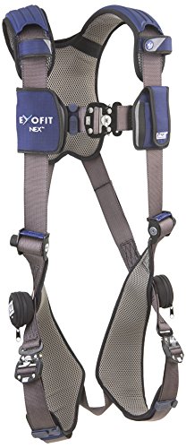 3M DBI-SALA ExoFit NEX 1113001 Vest Style Harness, Aluminum Back D-Ring, Locking Quick Connect Buckles, Small, Blue/Gray