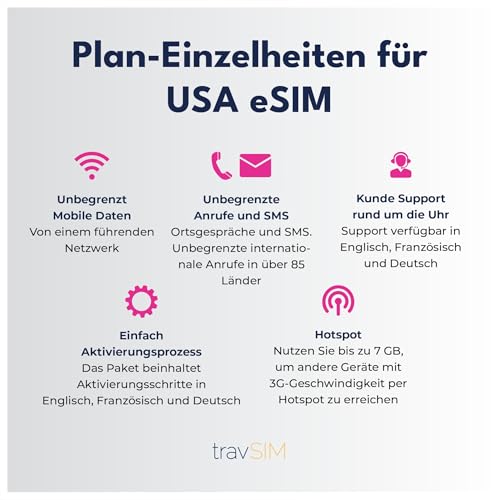 für stressfreie Streaming-Sessions unterwegs. - Detailansicht von travSIM USA eSIM Unlimited T-Mobile – Deal Dealfoxx.de