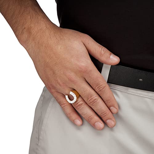PalmBeach Men's Yellow Gold-plated Sterling Silver Round Cubic Zirconia Horseshoe Ring Sizes 7-16 Size 7 - Thumbnail 3