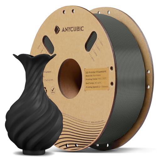 ANYCUBIC Matte PLA Filament 1.75mm, Black PLA Matte for 3D Printing Materials,1kg Spool (2.2lbs), Dimensional Accuracy +/- 0.02 mm Matte black Polylactic Acid