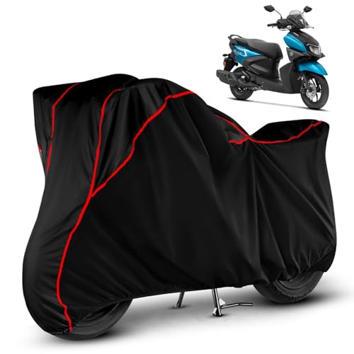 Image of Heavy Duty Waterproof Scooty Cover for Yamaha Ray ZR 125 | All Weather Protection from Rain, Dust, Sun & Scratches | Universal Fit for All Bike & Scooty | Black Red Piping | Ray ZR 125