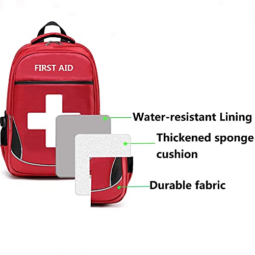 Camoredy First Aid Bag Empty Red Emergency Medical Backpack First Responder Trauma Bag Waterproof Multi-Pocket For Traveling Field Trips Camping Hiking Essentials For Vacation #TOP3