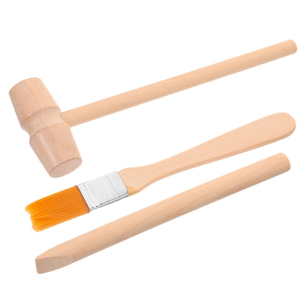 Vaguelly 1Set Boy Girl Excavation Tool Kit Wooden Digging Hammer Brush Educational Excavation Toys for Toddlers Gemstone Digging Kit for Learning Outdoor Fun
