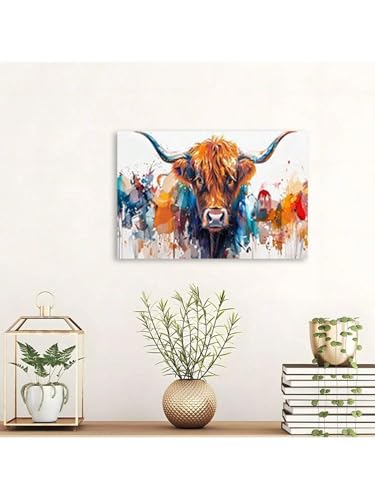 Peinture sur toile vache colorée avec graffitis de salon - 4