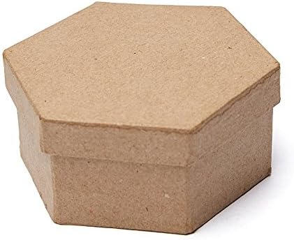 Factory Direct Craft Pack of 12 DIY Paper Mache Piece Hexagon Boxes Premade Hexagon Empty Papier Mache Boxes with Lids for Favors, Jewelry Boxes or Small Gift Boxes