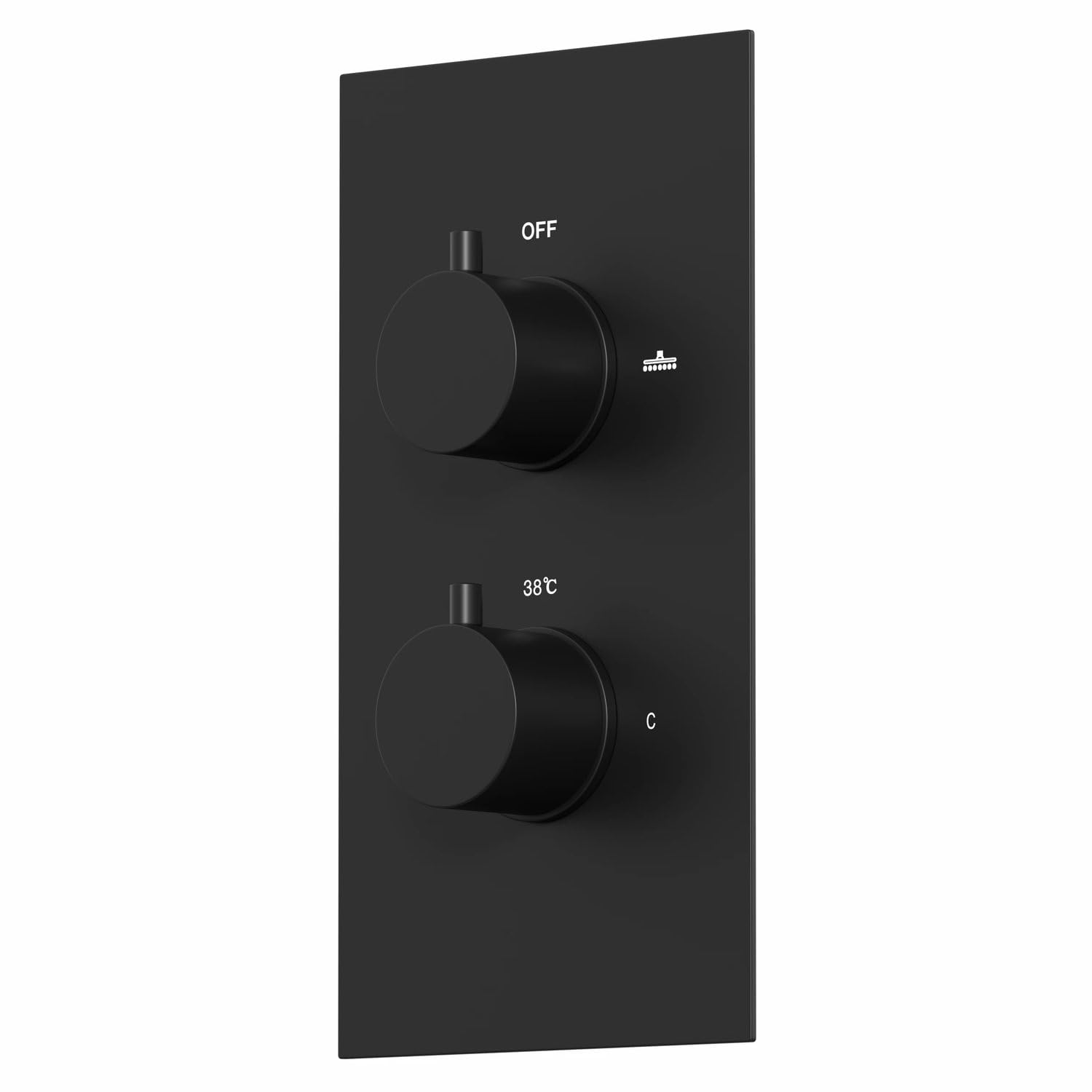 Architeckt® Thermostatic Bathroom Shower Mixer Valve Concealed Dual Twin Outlet Wall Mounted Round Controls Diverter Modern, Matt Black