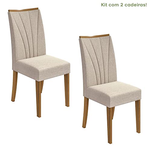 Conjunto 2 Cadeiras Apogeu Móveis Lopas Rovere Naturale/linho Rinzai Bege