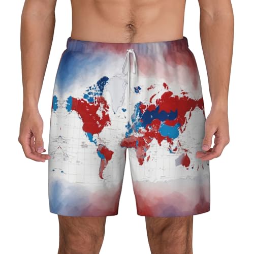 Short de plage double couche imprimé carte du monde EdWal pour homme
