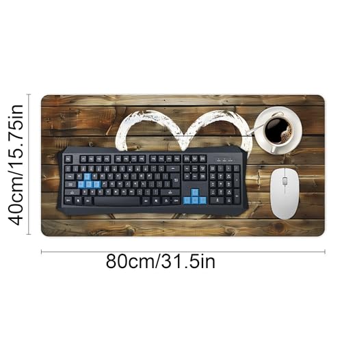 Image of Wood Grain Valentine's Day Extended Gaming Mouse Pad, with Stitched Edges Large Mouse Pad Desk Protector, Rubber Base Mousepad Keyboard Mouses Mat for Work Game Office Home 32 inchX16 inch,E501