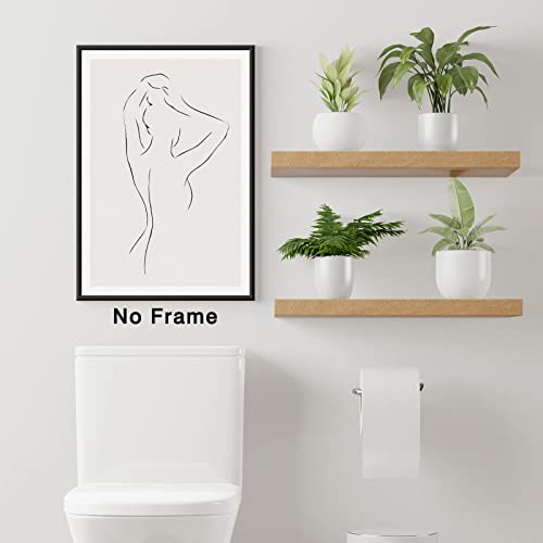 Abstract Line Woman Wall Art Canvas Bathroom Line Art Wall Decor Woman Silhouette Poster Abstract Female Art Black And White Line Artwork Woman One Line Drawing Prints For Bedroom 16X24Inch No Frame #TOP4
