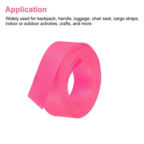Image of MECCANIXITY Flat Nylon Webbing Strap 1 Inch 4 Yards Rose Red for Backpack Cargo Strap Luggage-rack
