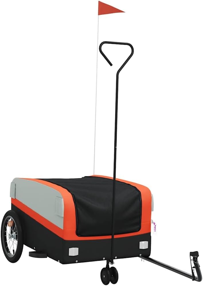 Bike Cargo Trailer, Bicycle Wagon Trailer, Black and Orange, Maximum Load Capacity: 99.2 lb,-391