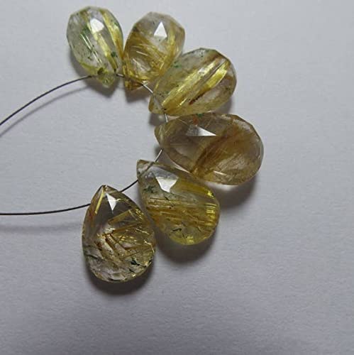 Quartz rutile doré naturel perles poires facettées LKBEADS pour création bijoux