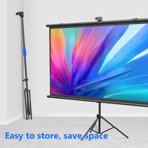 Pantalla de proyector de 60 pulgadas con soporte, formato 16:9/4:3, 4K HD portátil resistente a arrugas, para películas al aire libre e interiores (60in/16:9) miniatura 3