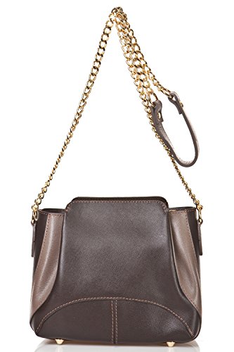 Sac à bandoulière en cuir véritable marron chocolat sac à main Turin femme