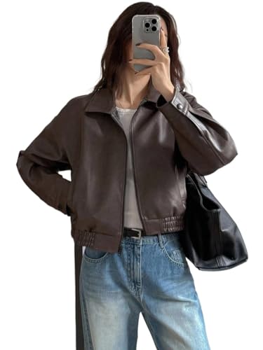 Brown Casual Womens Fall Winter Jacket – Short, Regular Fit for Effortless Style