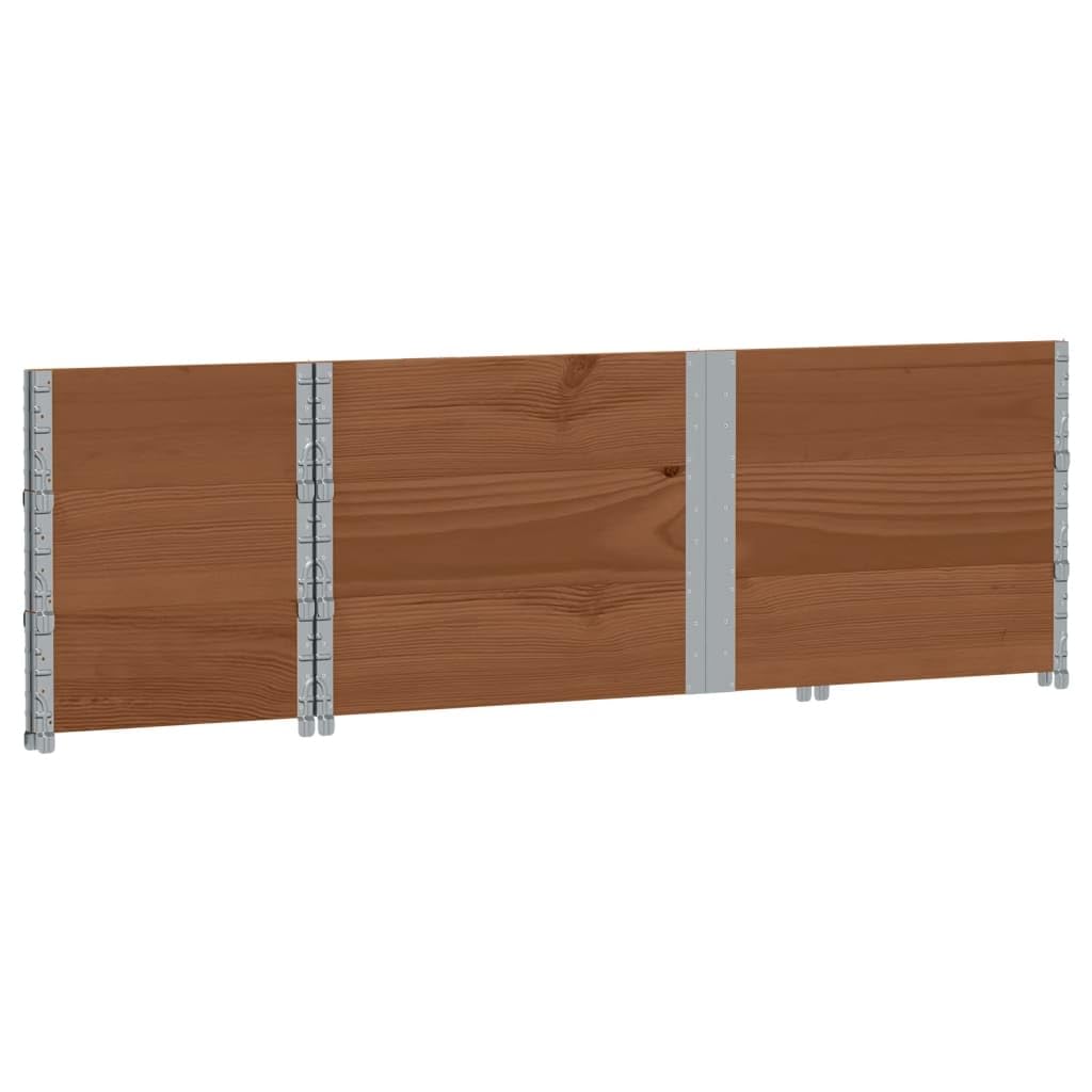 Rama na palety z litego drewna sosnowego, brązowa, 150 x 50 cm, 3 sztuki, można układać w stos i składana, na paletę, magazyn, magazyn, warsztat, ładunek, zabezpieczenie ładunku