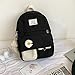 Kunsa Frauen Rucksack Süße Puppe Anhänger Nylon Frauen Rucksack College Wasserdicht für Teenager Mädchen Rucksack