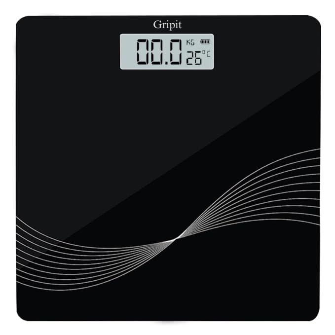 Product image of NUTRI FIT Felari Weighing Machine for Body Weight Â– Digital Bathroom Scale for Home|LCD Display,180Kg Capacity|Smart Weight Machine for Human Body,Extra Thick Glass,Accurate Weight Check Scale,Black