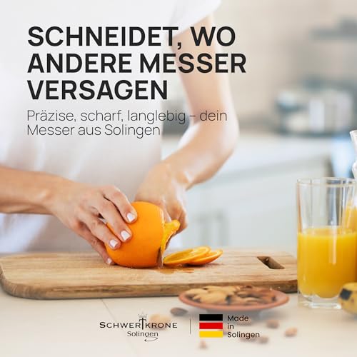 Foto von Schwertkrone® Schälmesser 6er Set [MADE IN SOLINGEN - GERMANY] - Gemüsemesser Obstmesser - Küchenmesser klein scharf - Schneidemesser Kartoffelschälmesser - Allzweckmesser (6x bunt - 6cm Klinge)