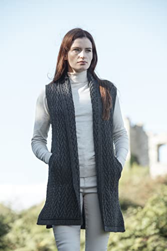 Abrigo de punto Herringbone Aran Crafts chaleco largo de mujer abrigo 2