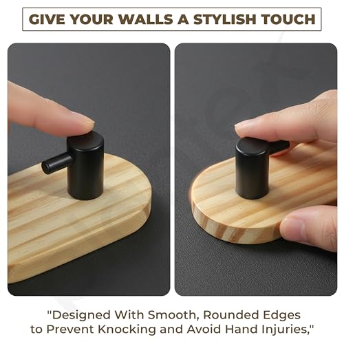 Image of Plantex Wooden Wall Hanging Hook /Bath Towel Hook /Self Adhesive Capsule Robe Hooks for Kitchen /Bathroom /Stylish Home Decor Items - Pack of 6