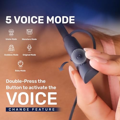 Image of Voods Ultra Voice Changer Neckband with 5 Voice Modes, 130 Hrs Battery, Magnetic On /Off Buds, Call Vibration Alert, Dual-Device Pairing, HD Mic & AI-ENC Clear Calls, Fast Charging & IPX6 (Dark Blue)