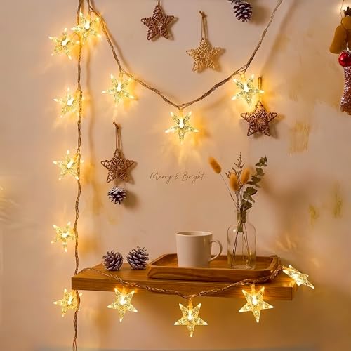 HHMTAKA Warm White Star String Lights 3m 20LED USB Fairy Lights for Christmas Wedding Mothers Day Anniversary Decor Indoor Decorative String Lights