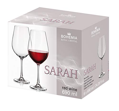 Listado de Copa sniffer - los preferidos. 42 New Bohemia Royal Crystal - Juego de 6 Copas de Alta Cristaleria Ultraresistentes - Linea Sarah para Vino Tinto - 690ml / 23.33 fl oz